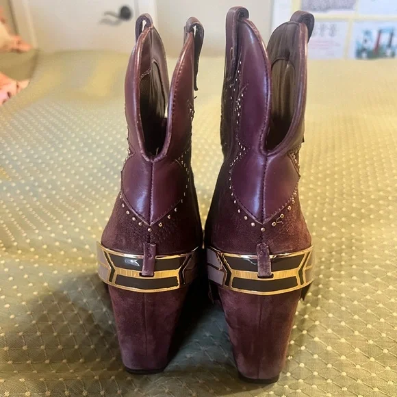 Ivy Kirzhner Leather Western Burgundy Leather Boots (Sz:7.5M) - Picture 9 of 12